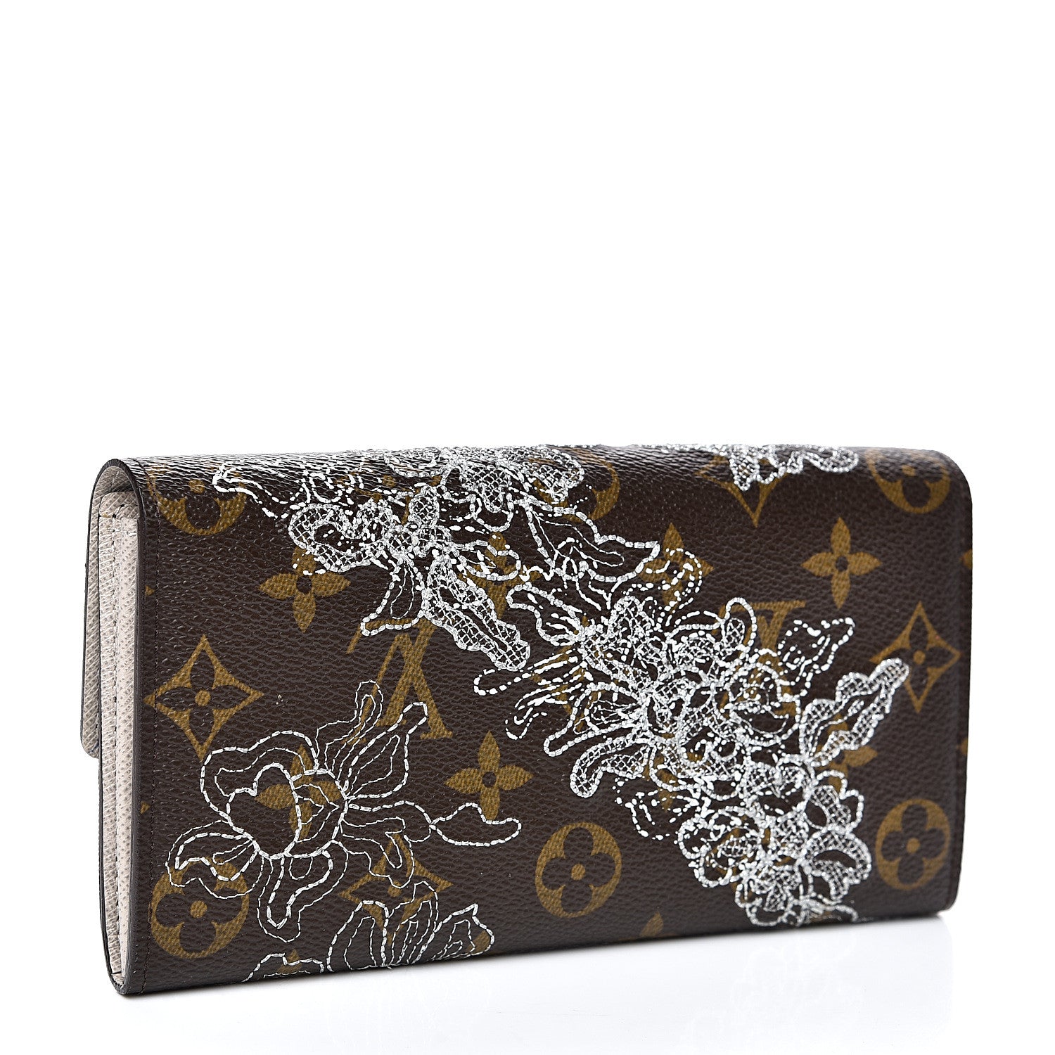 Louis Vuitton Monogram Dentelle Sarah Wallet Silver 2 of 10