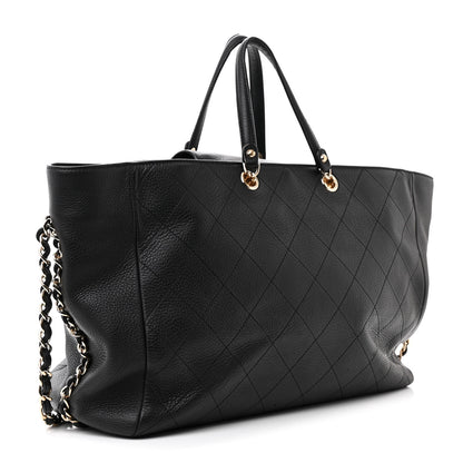 Chanel Bullskin Stitched Large Shopping Bag Black 3 of 17