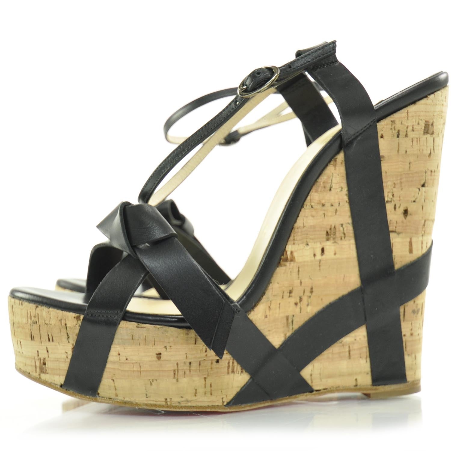 Christian Louboutin Miss Cristo Platform Wedge Sandals 38 Black 3 of 7