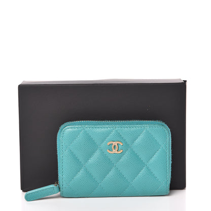 Chanel Caviar Quilted Zip Coin Purse Turquoise 8 of 8