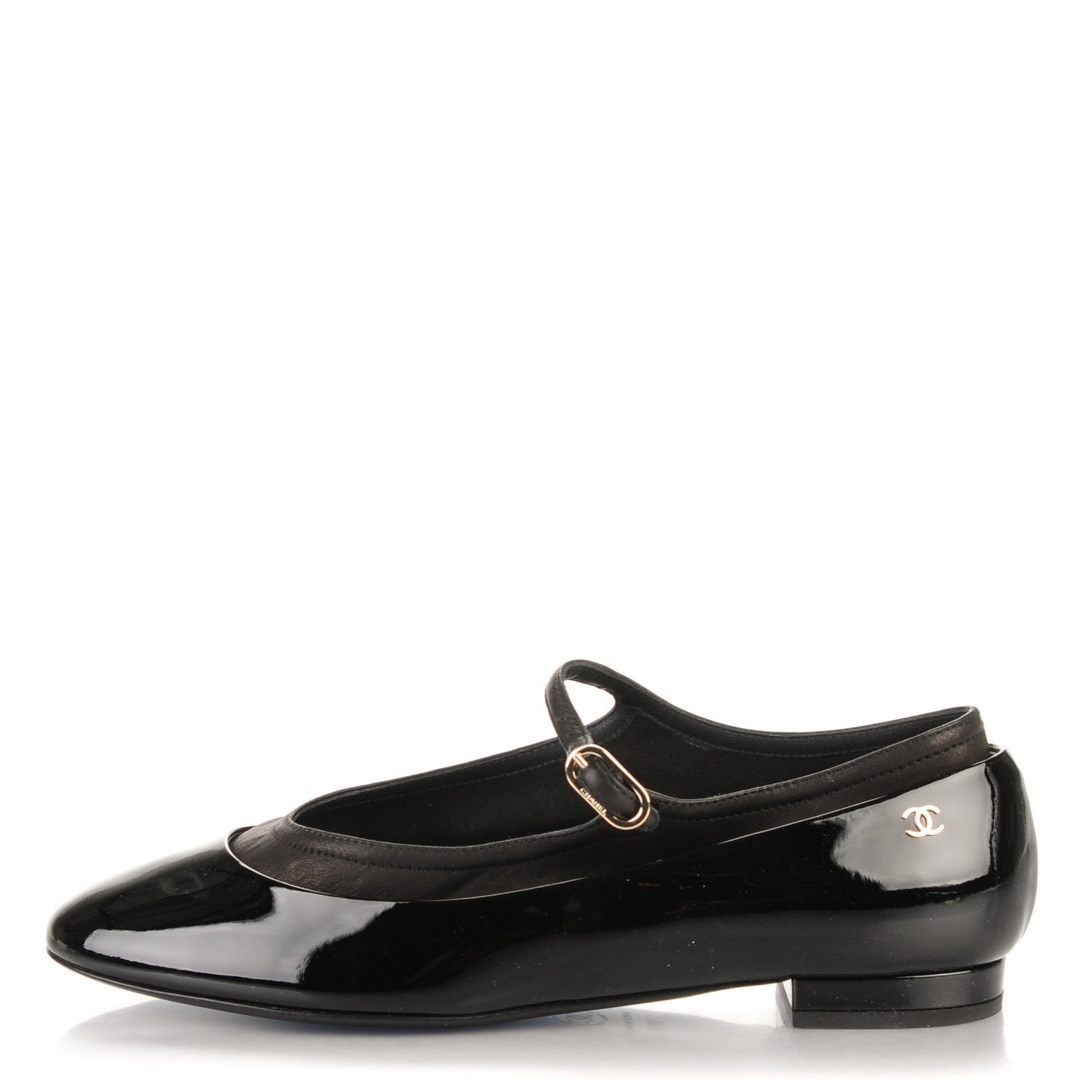 Chanel Patent Calfskin Mary Jane Ballerina Flats 38.5 Black 1 of 7