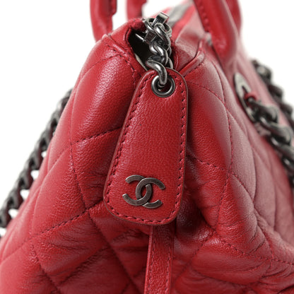 Chanel Shiny Sheepskin Quilted Medium Shopping Tote Red 17 of 17