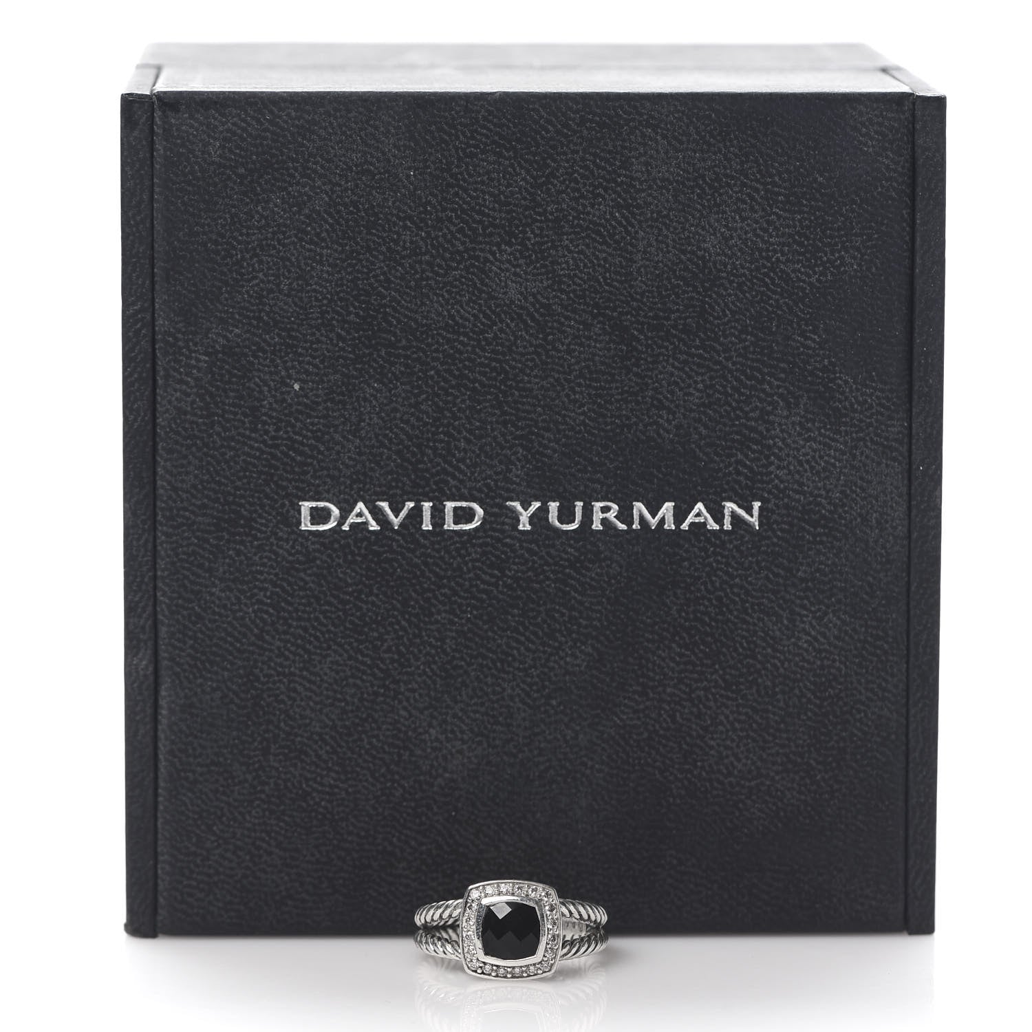 David Yurman Sterling Silver Diamond Black Onyx 7mm Petite Albion Ring 55 7.25 6 of 6
