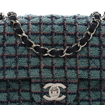 Chanel Tweed Quilted Mini Rectangular Flap Green Navy Dark Beige 8 of 10