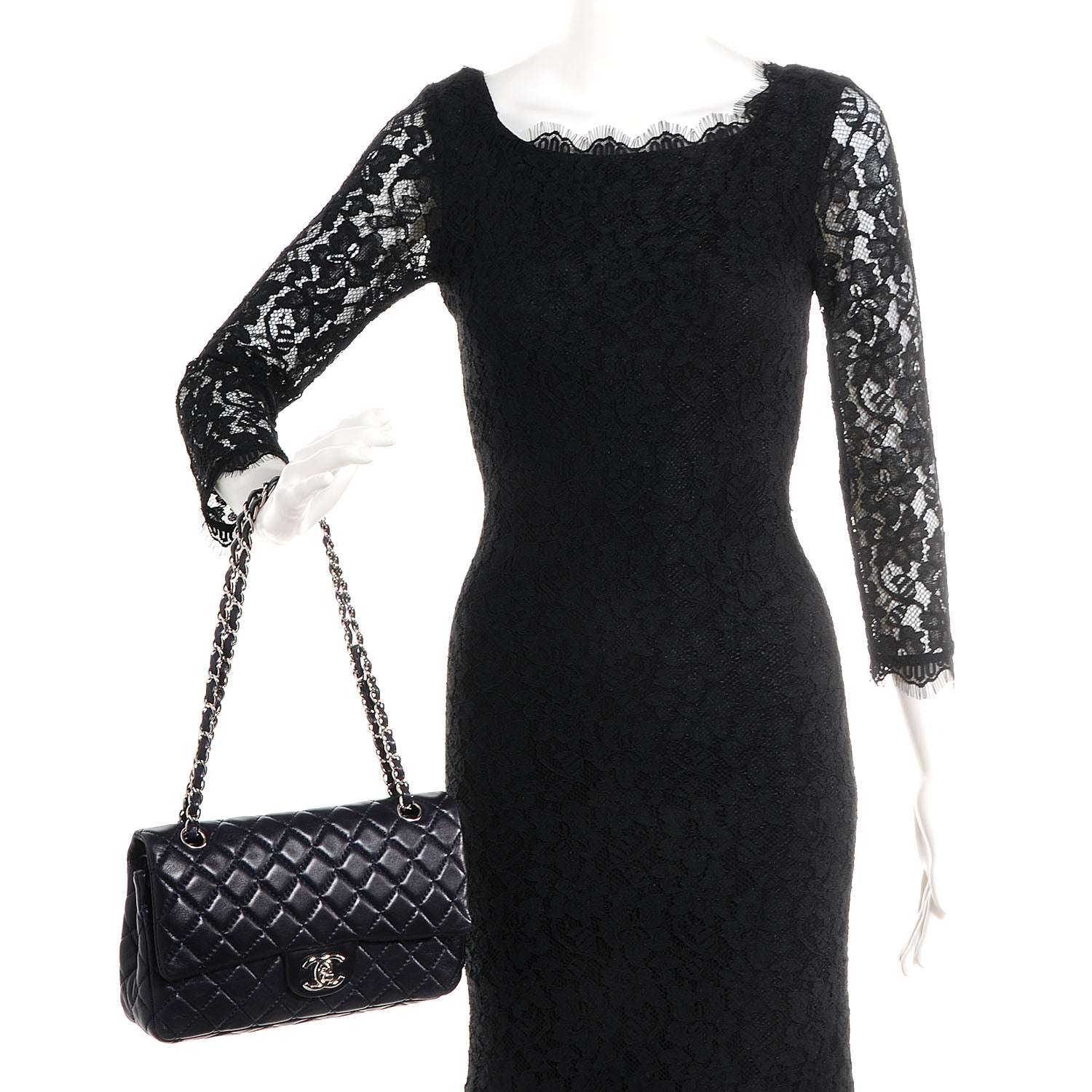 Chanel Lambskin Medium Double Flap Navy 2 of 8