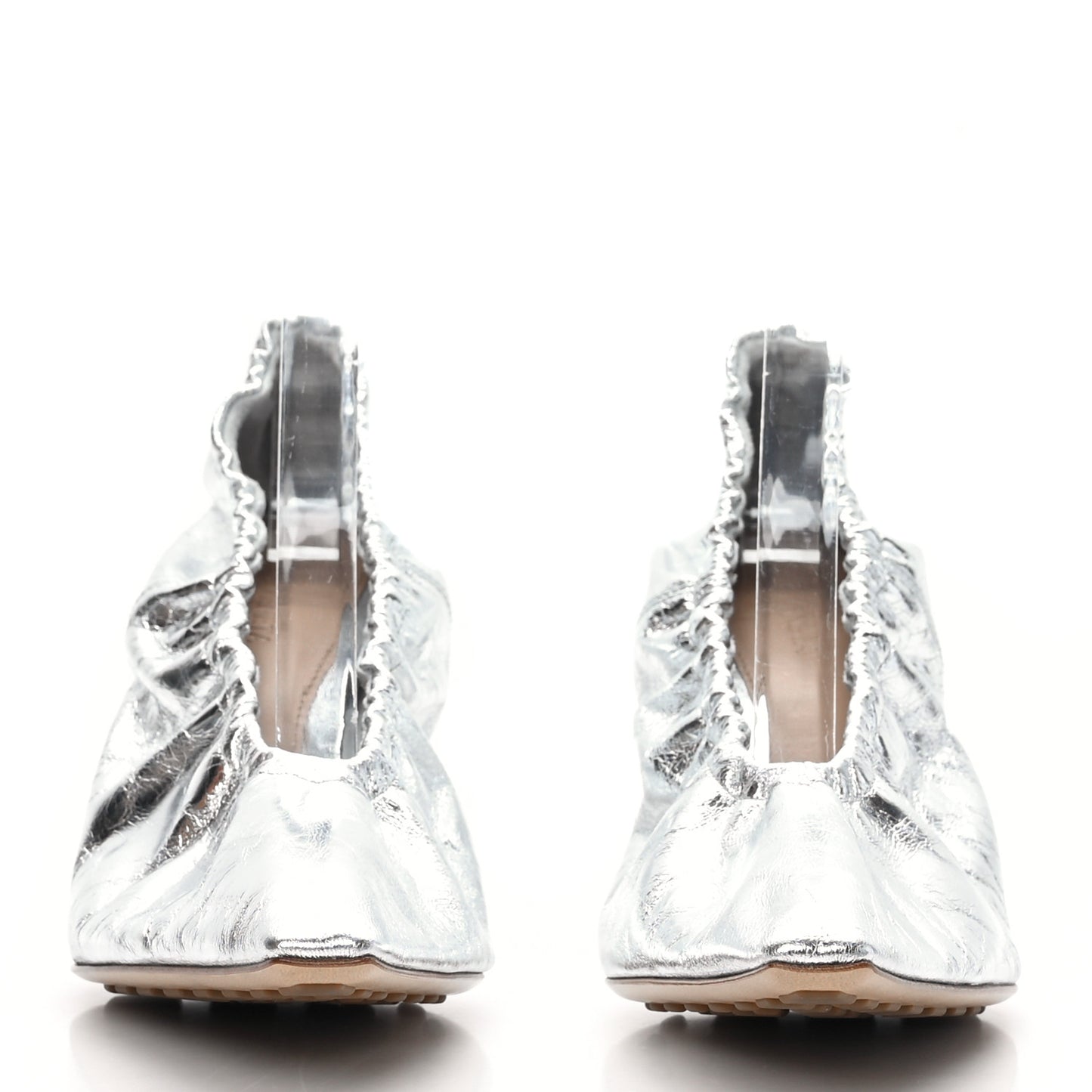 Metallic Crushed Nappa Glitter Plexiglass Almond Pumps 39.5 Silver