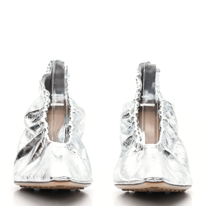 Bottega Veneta Metallic Crushed Nappa Glitter Plexiglass Almond Pumps 39.5 Silver 2 of 7
