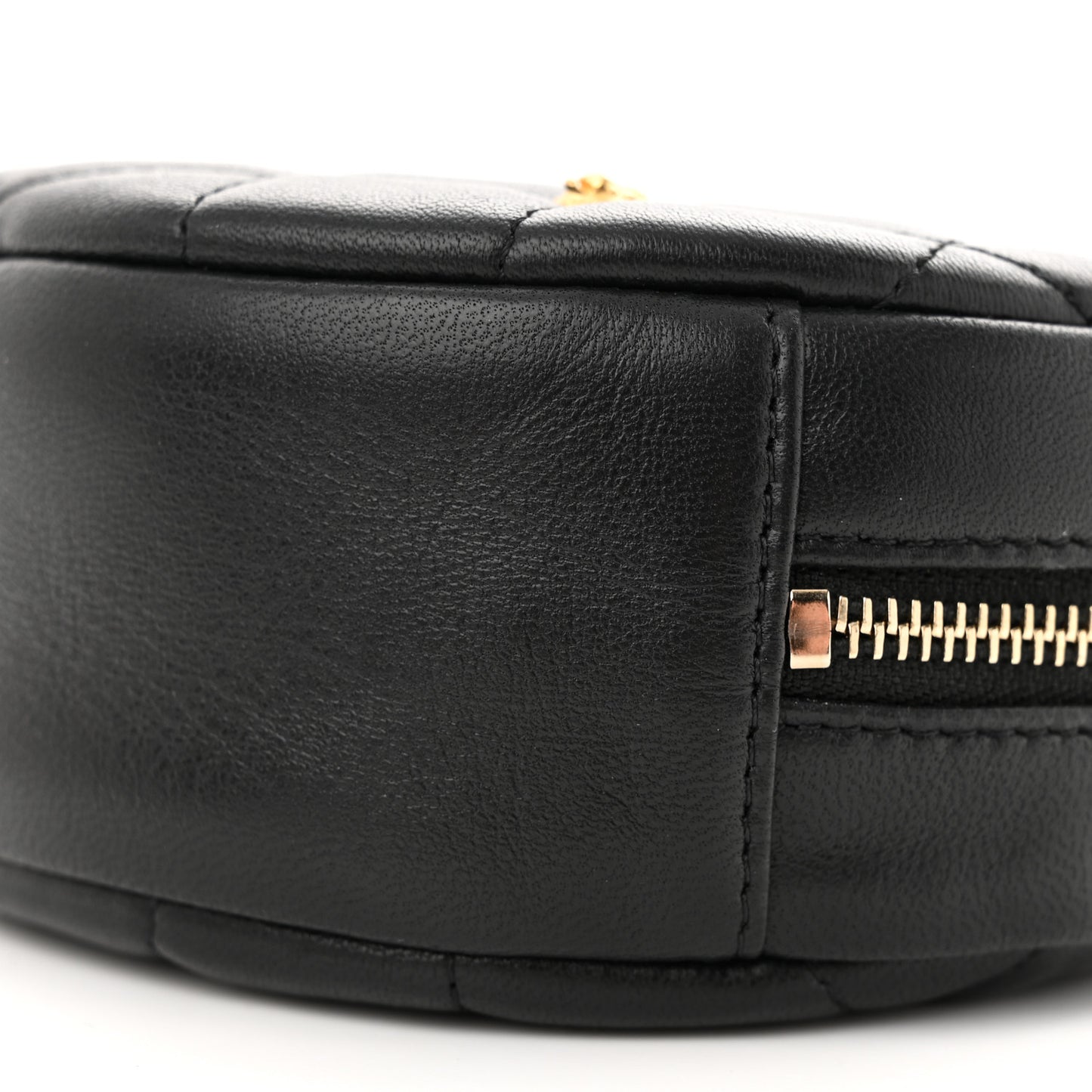 Lambskin Quilted Studded Round Clutch With Chain Black