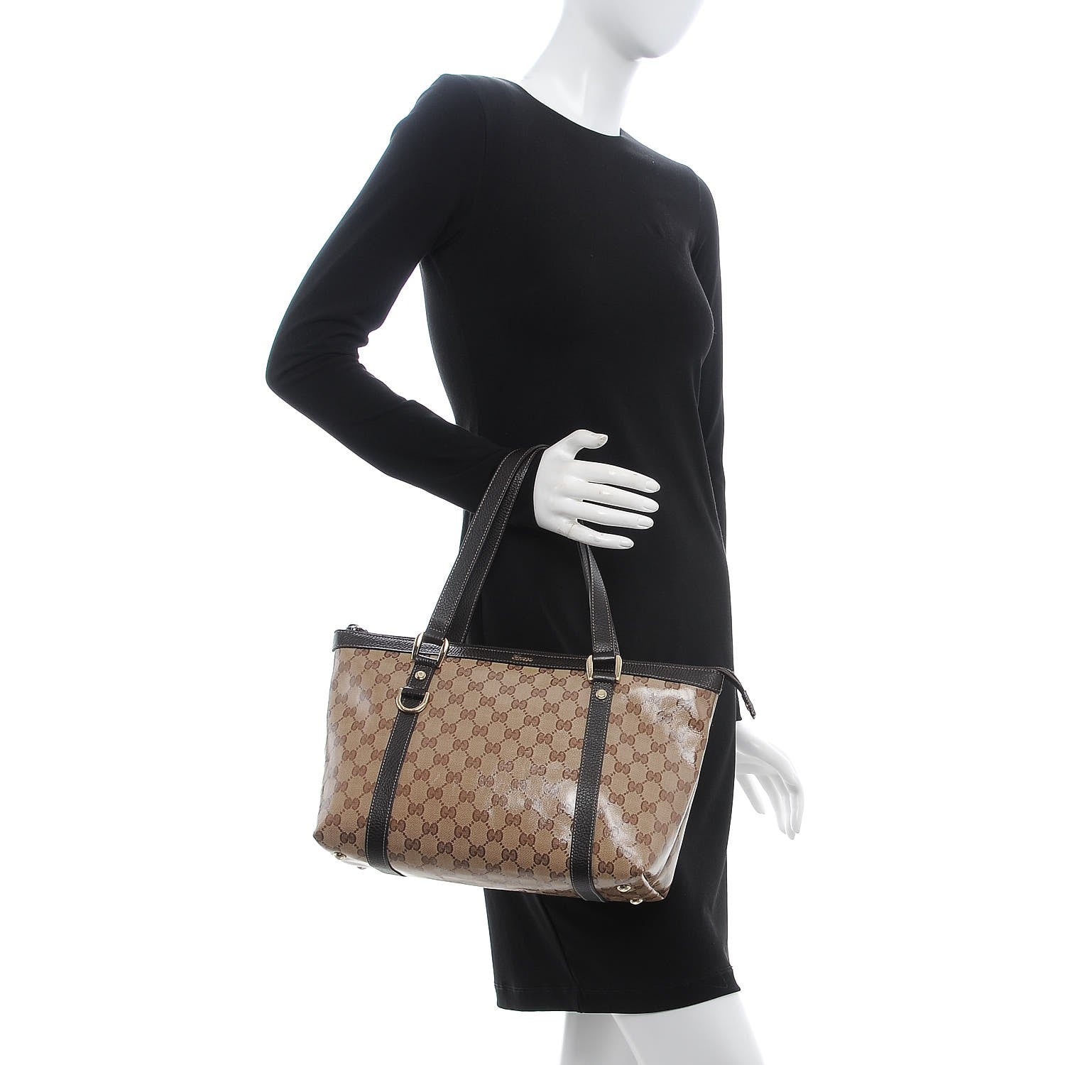 Gucci Crystal Monogram Medium Abbey Tote Brown 2 of 9