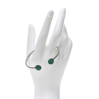 David Yurman Sterling Silver Green Onyx Berries Cable Bracelet 2 of 5