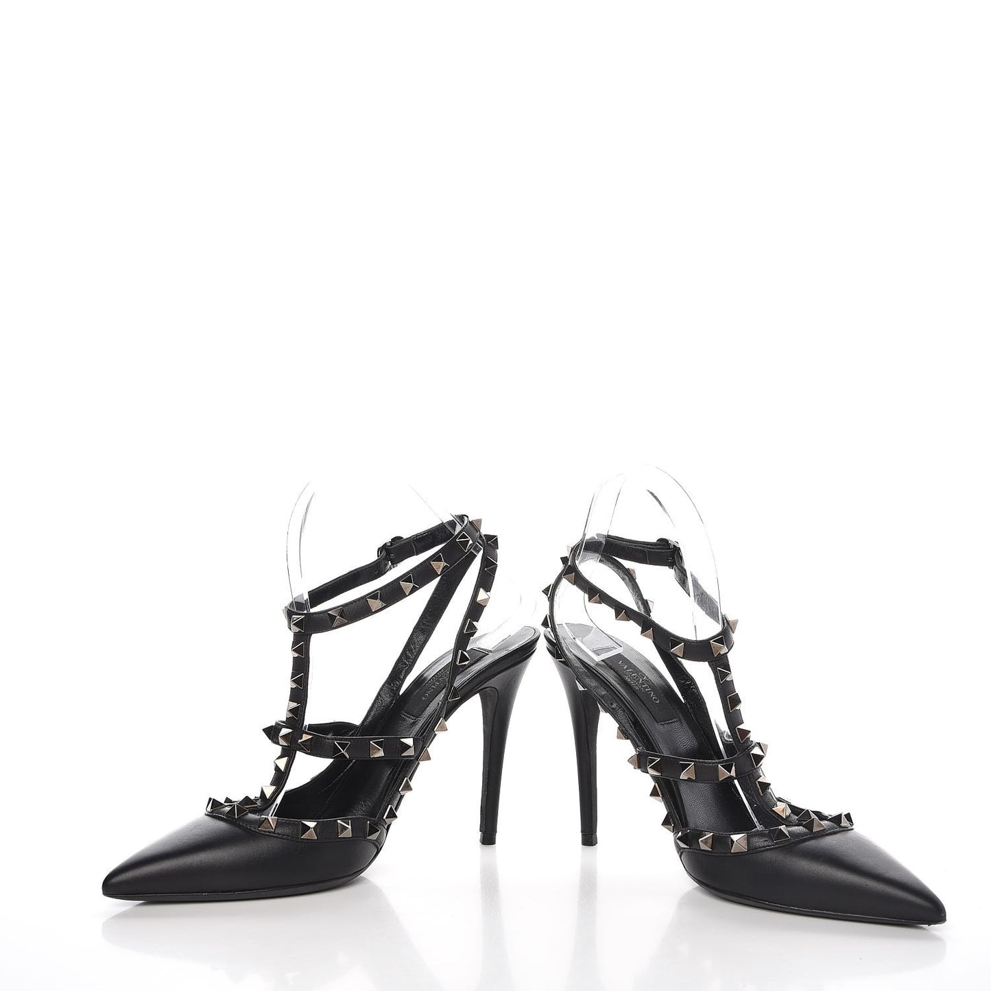 Nappa Rockstud Ankle Strap Pumps 38 Black