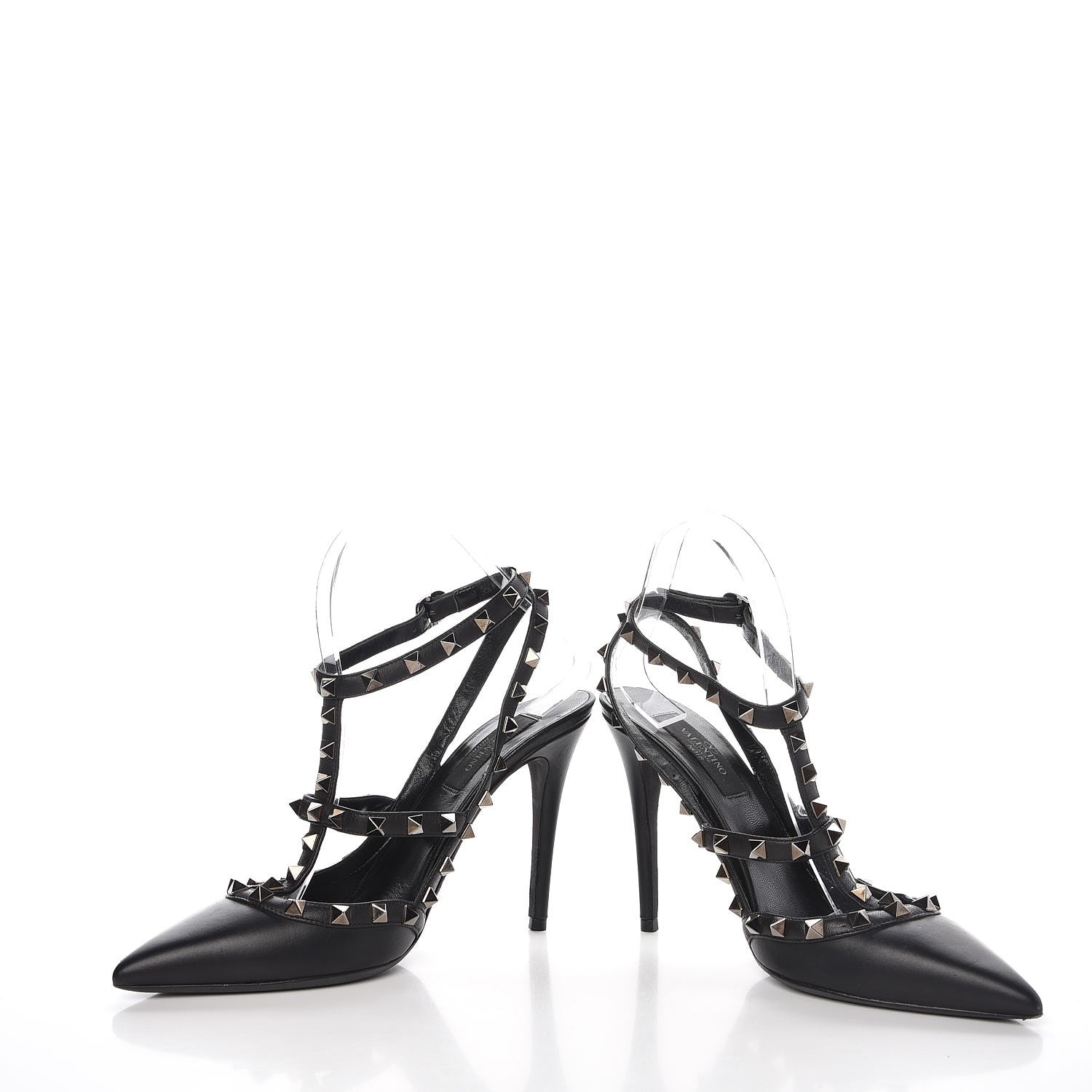 Valentino Garavani Nappa Rockstud Ankle Strap Pumps 38 Black 5 of 12