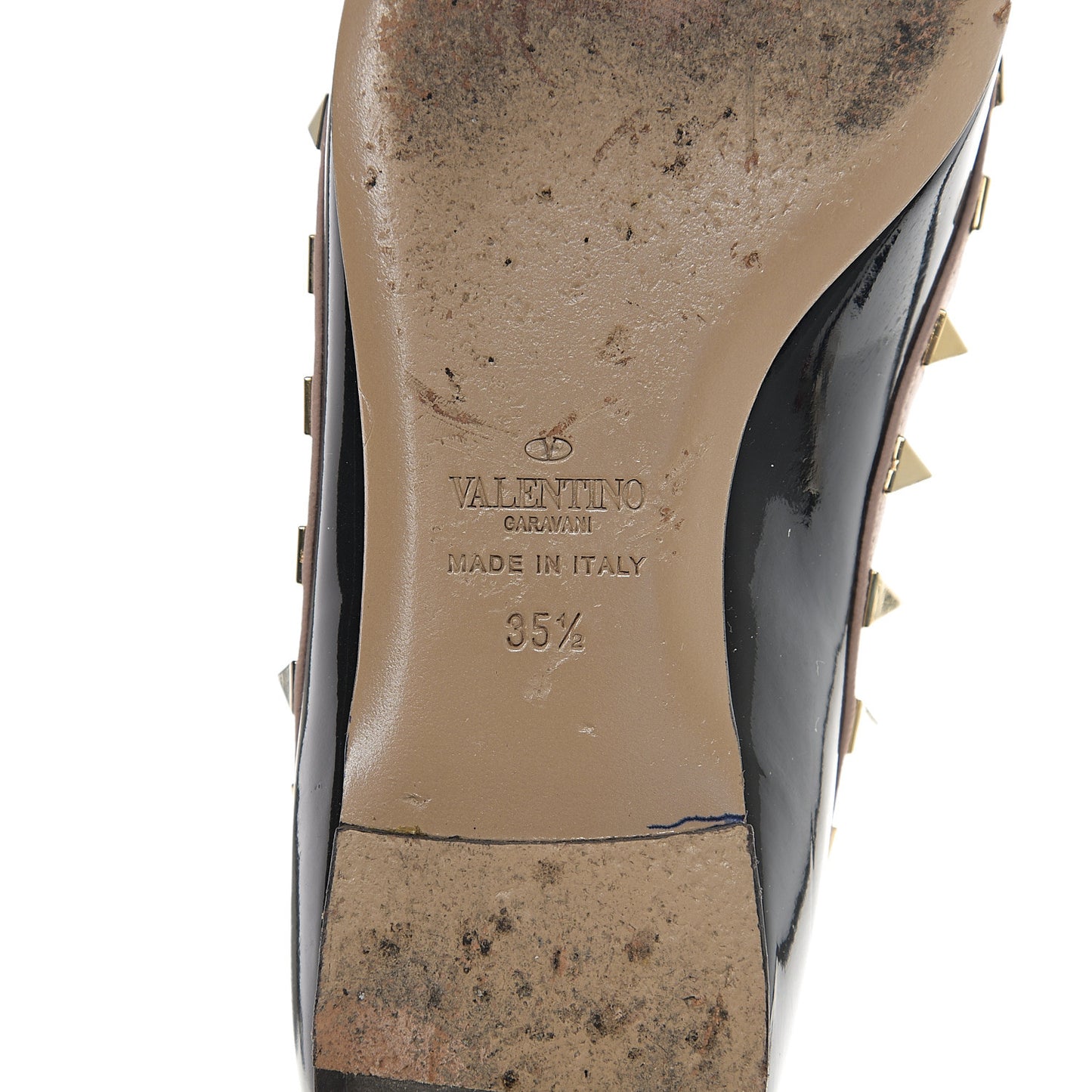 Patent Rockstud Ballerina Flats 35.5 Black Poudre
