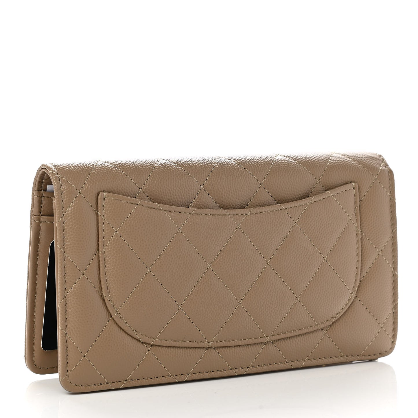 Caviar Quilted Yen Wallet Dark Beige