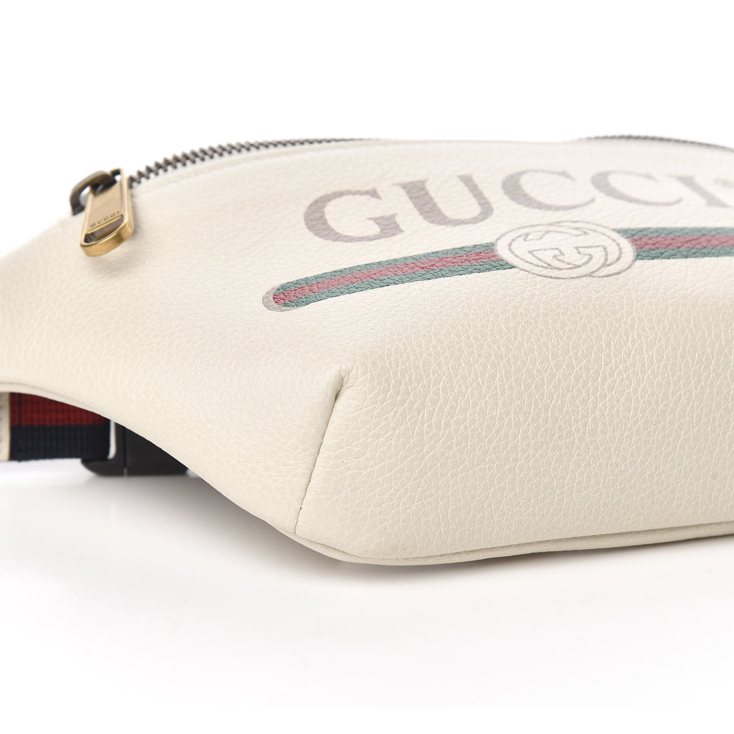 Grained Calfskin Small Logo Belt Bag White