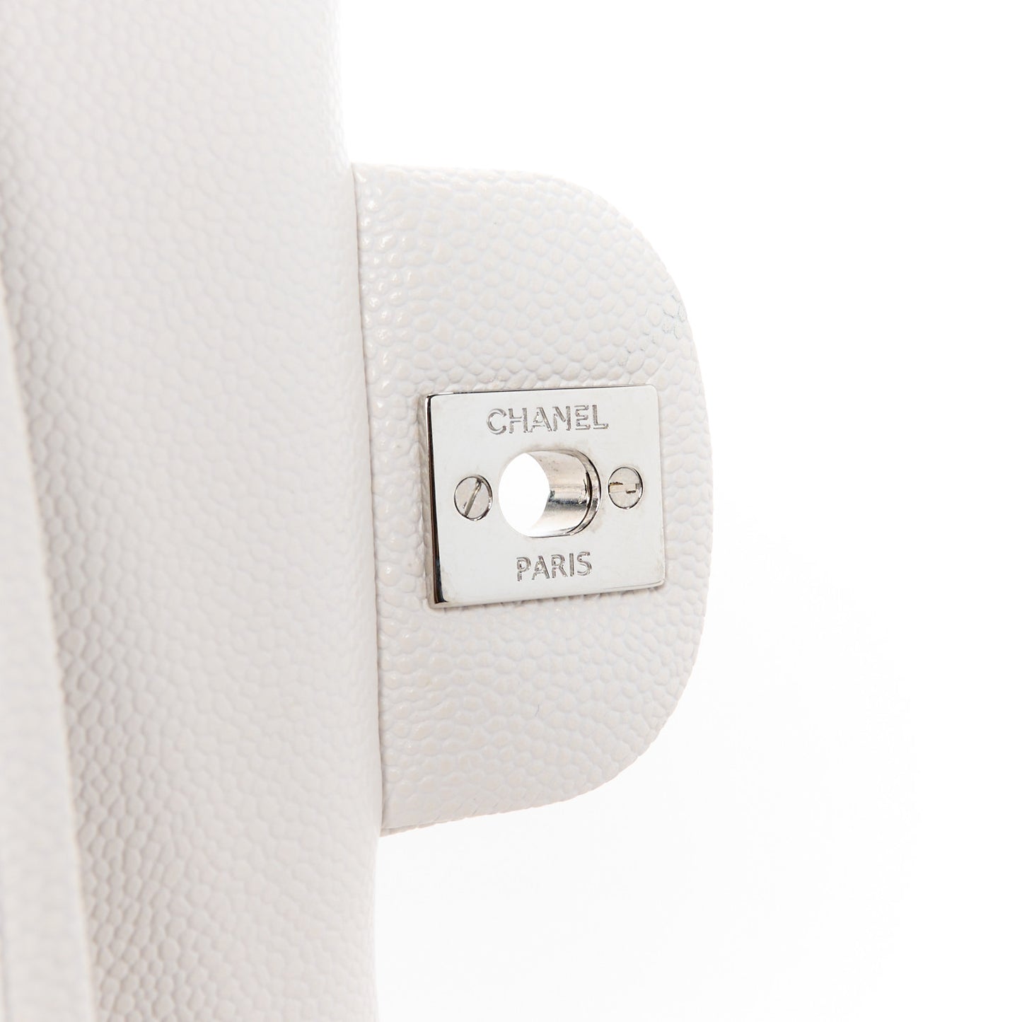 Caviar Quilted Medium Double Flap White