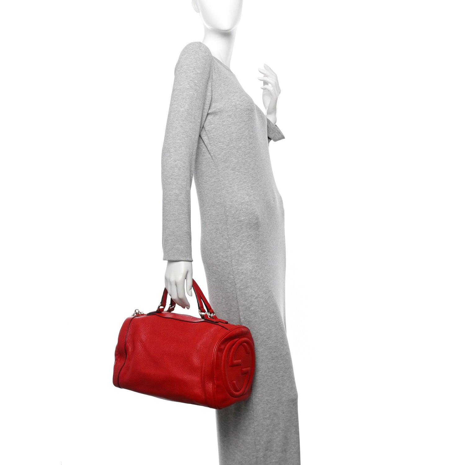 Gucci Pebbled Calfskin Medium Soho Boston Red 2 of 11