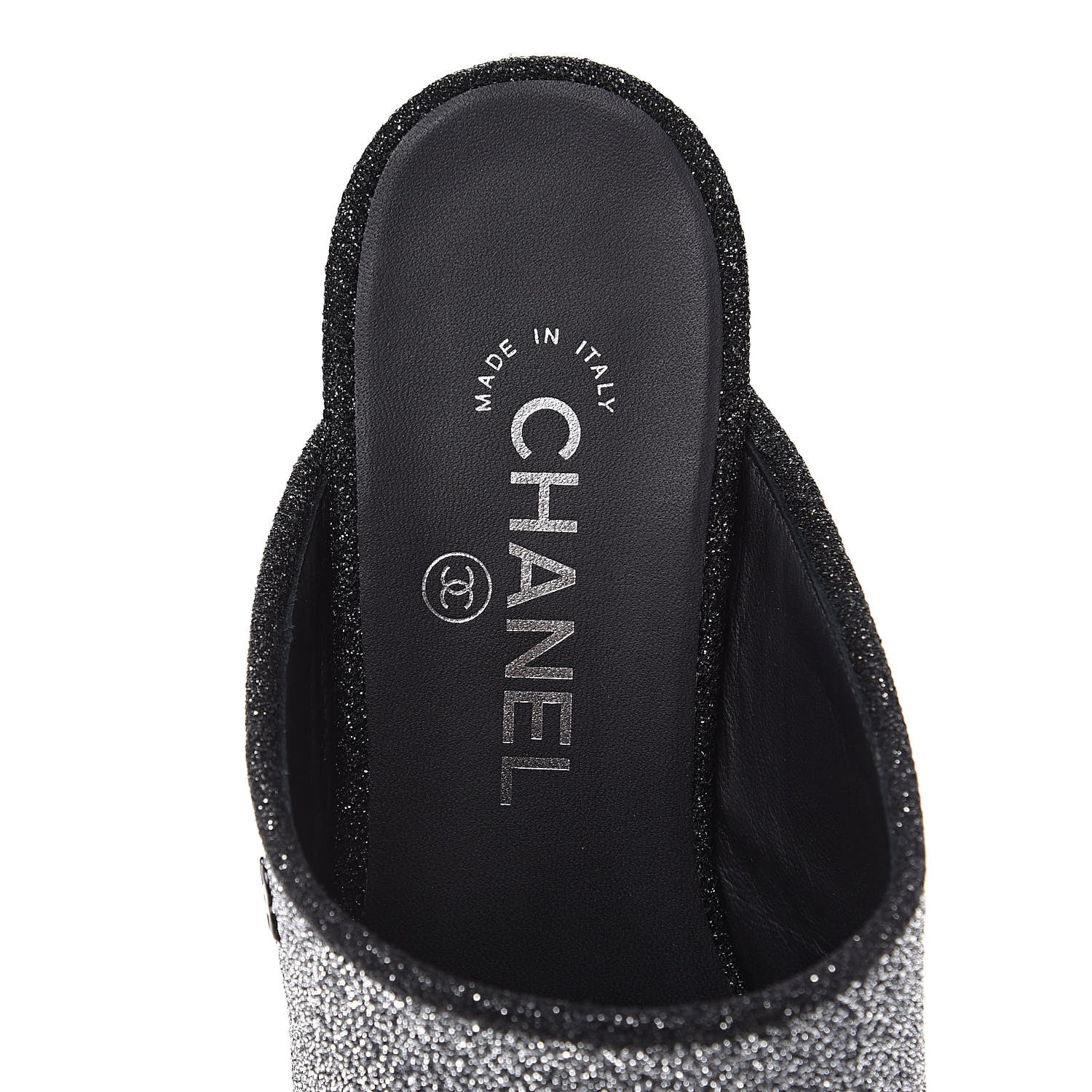 Chanel Fantasy Fabric Mules 38.5 Dark Silver Black 5 of 7