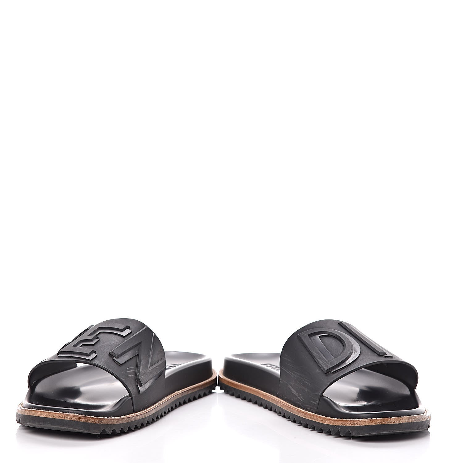 Fendi Rubber Raised Logo Slide Sandals 10 Black 5 of 12