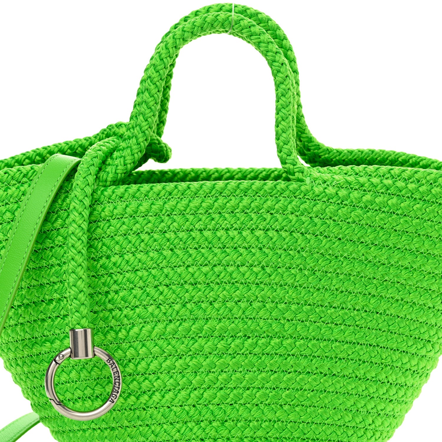Balenciaga Nylon Lambskin Woven Small Ibiza Basket With Strap Green 8 of 10