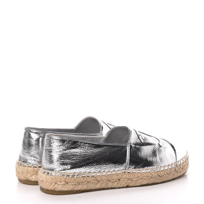 Chanel Laminated Goatskin CC Espadrilles 36 Silver 4 of 10