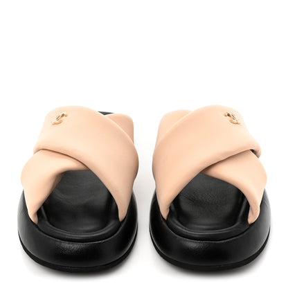 Chanel Fabric CC Mules Sandals 39 Light Beige 2 of 12