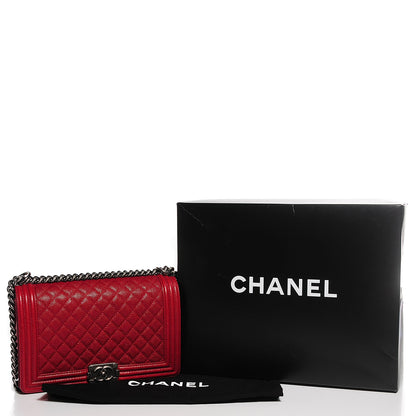 Chanel Caviar Quilted New Medium Boy Flap Dark Red 5 of 9