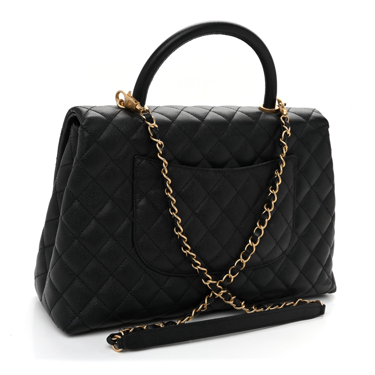 Caviar Quilted Medium Coco Handle Flap Black