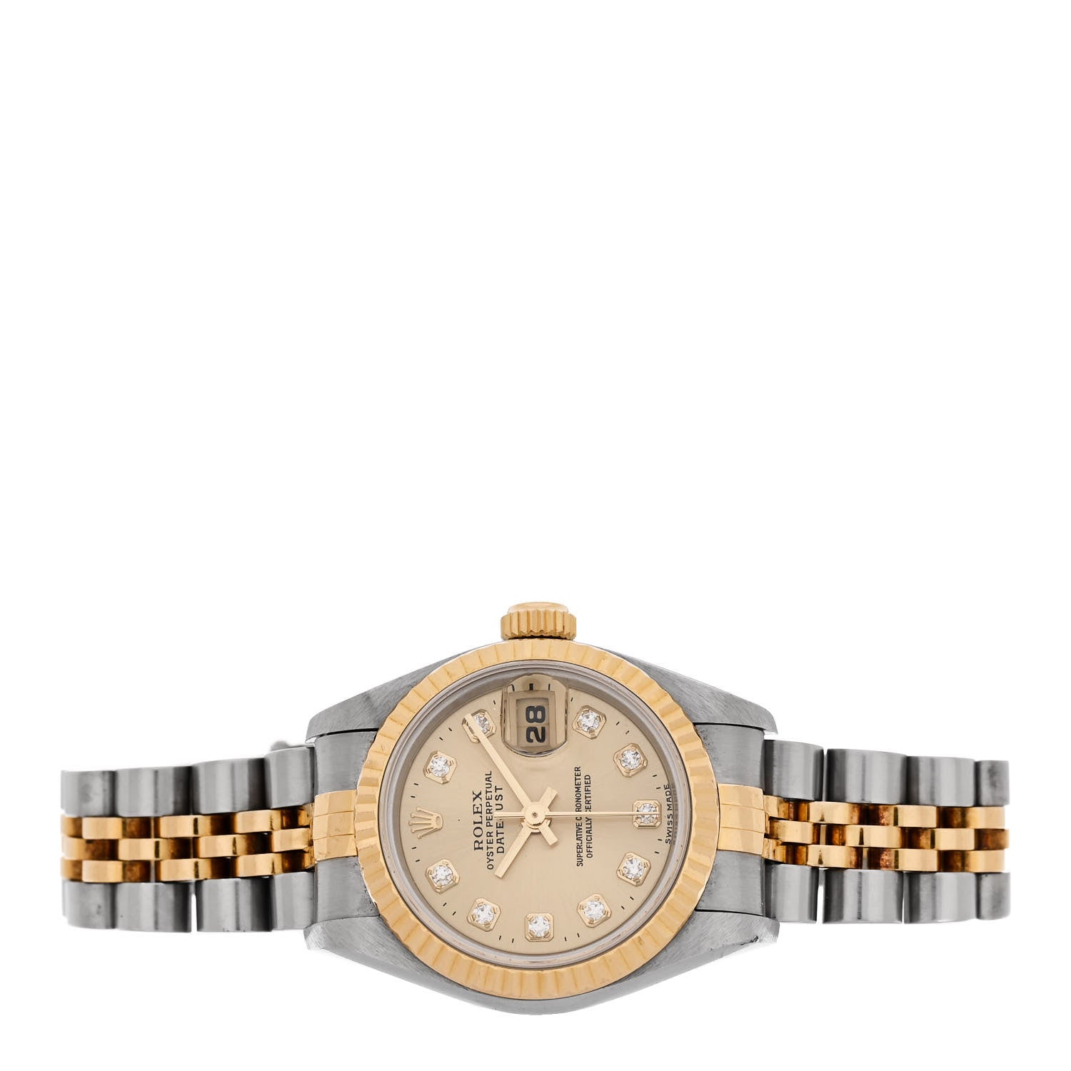 Rolex Stainless Steel 18K Yellow Gold Diamond 26mm Oyster Perpetual Datejust Watch Champagne 69173 2 of 4