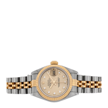 Rolex Stainless Steel 18K Yellow Gold Diamond 26mm Oyster Perpetual Datejust Watch Champagne 69173 2 of 4
