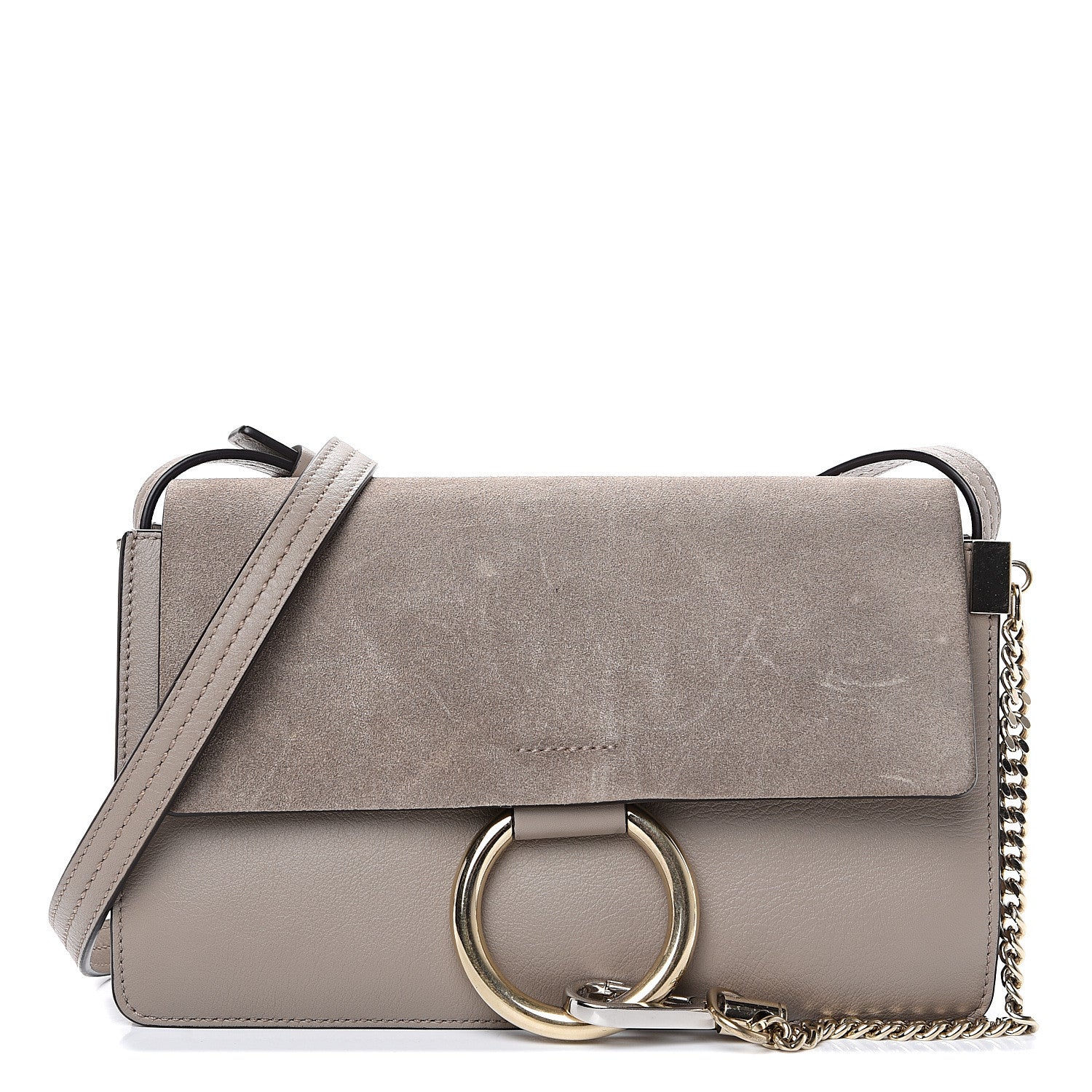Chloe Suede Calfskin Small Faye Shoulder Bag Motty Grey 1 of 10