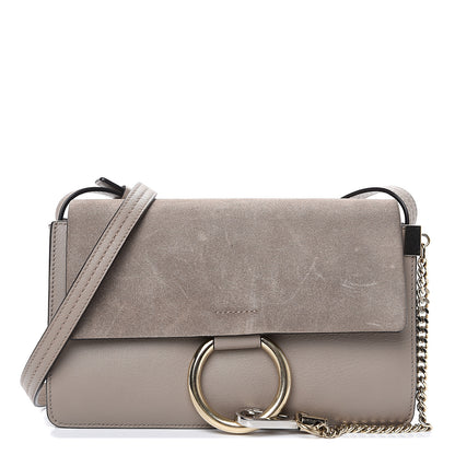 Chloe Suede Calfskin Small Faye Shoulder Bag Motty Grey 1 of 10