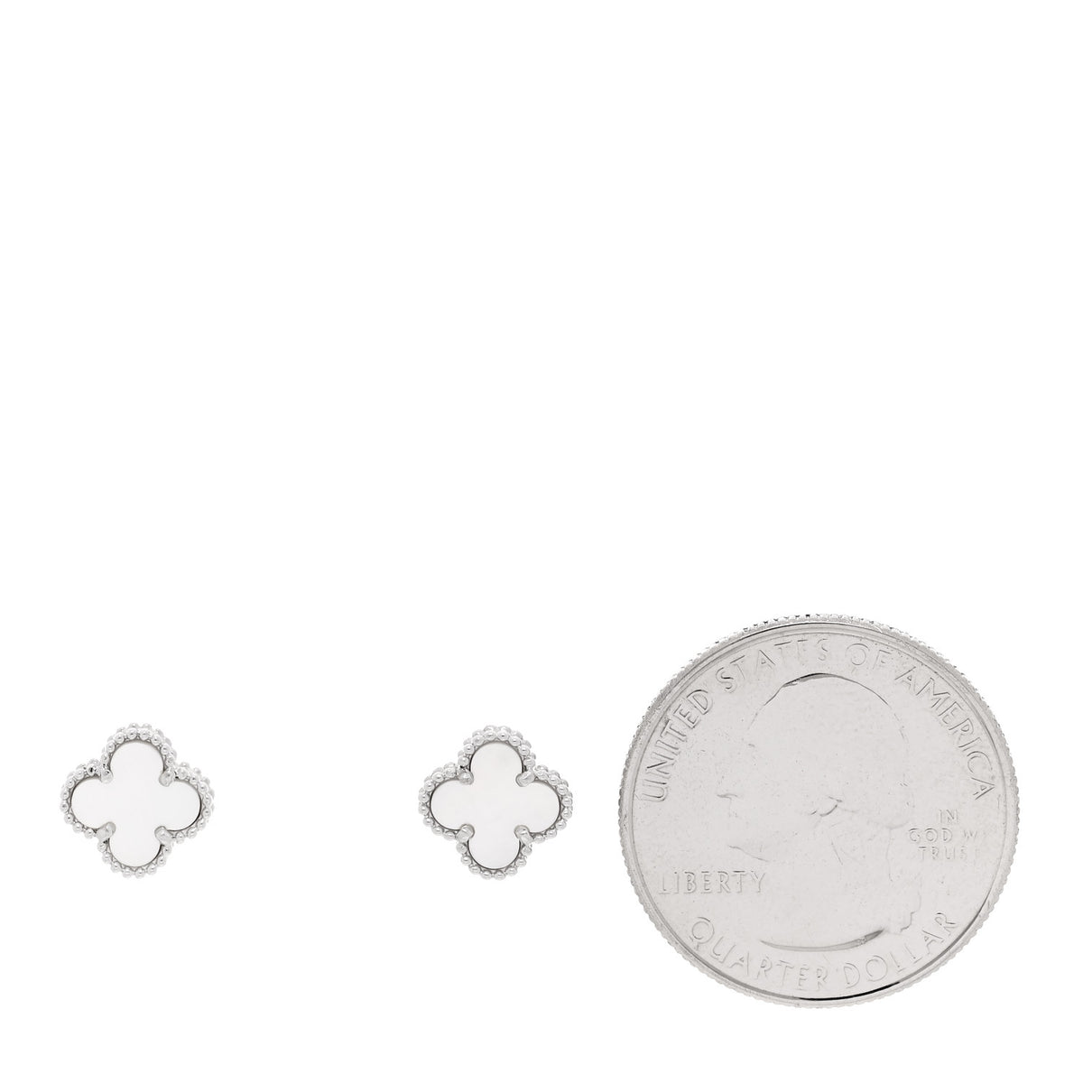 18K White Gold Mother of Pearl Sweet Alhambra Earrings