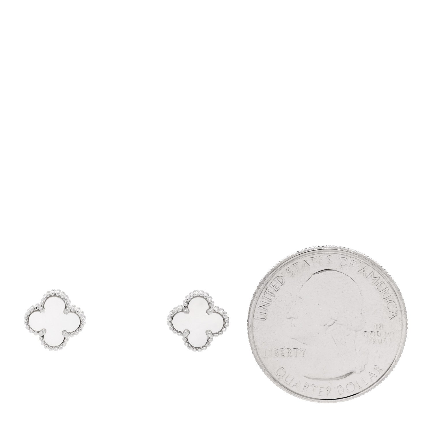 Van Cleef & Arpels 18K White Gold Mother of Pearl Sweet Alhambra Earrings 2 of 5