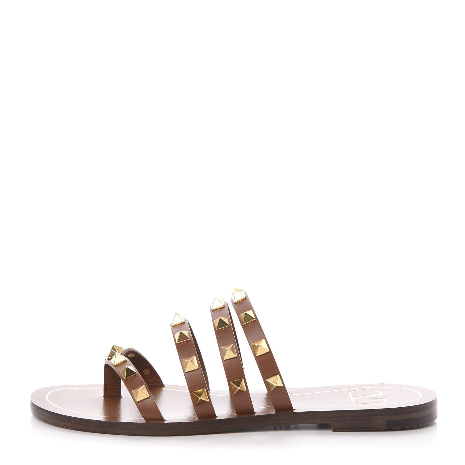 Valentino Garavani Calfskin Rockstud Flair Flat Thong Sandals 35 Selleria 1 of 7