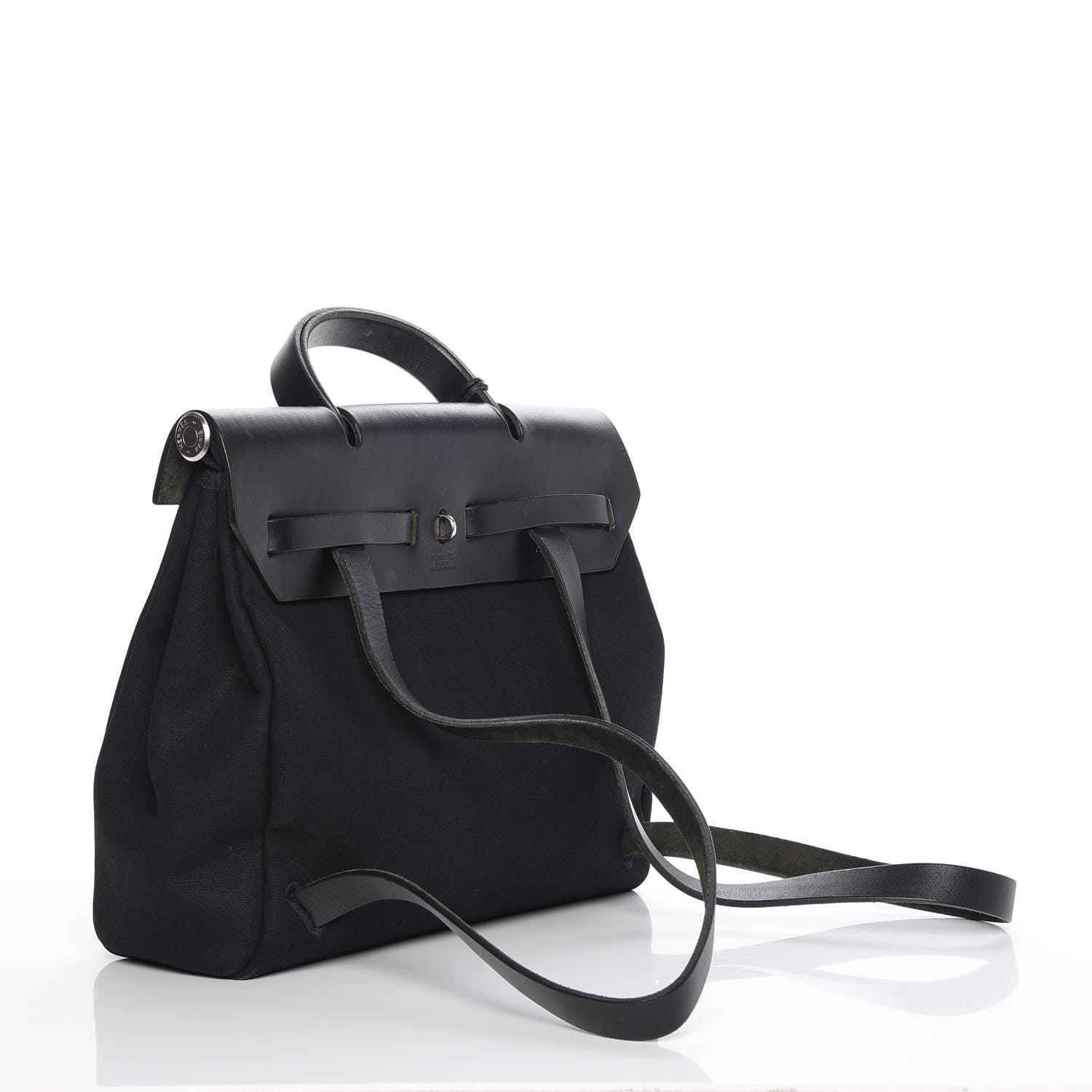Hermes Toile Vache Calfskin Herbag 30 PM Backpack Black 3 of 14