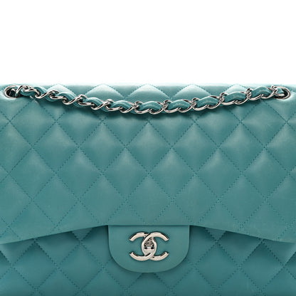 Chanel Lambskin Quilted Jumbo Double Flap Turquoise 8 of 14