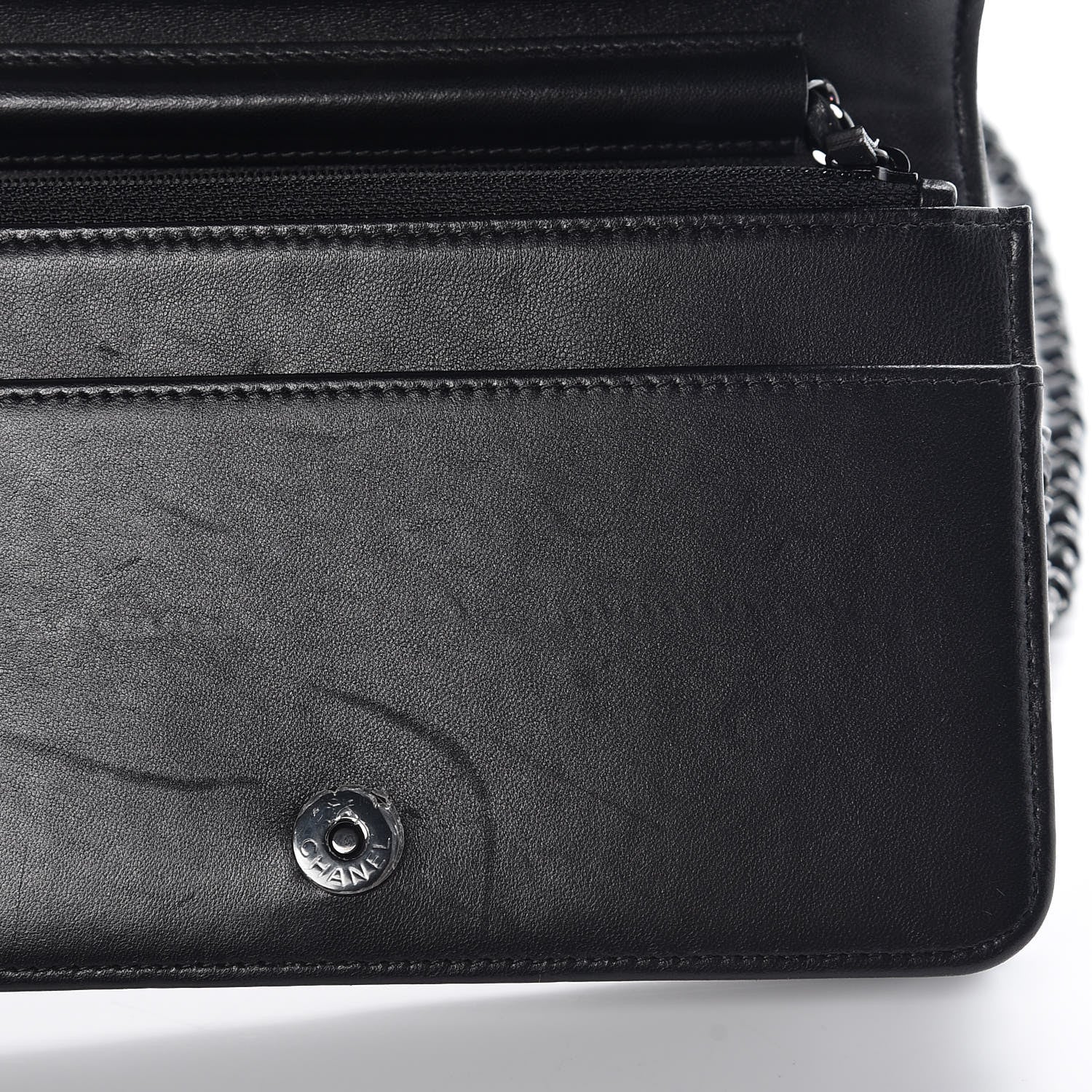Chanel Lambskin Quilted Boy Wallet On Chain WOC So Black 10 of 12