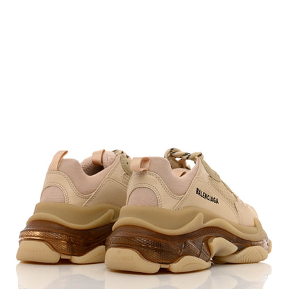 Balenciaga Fabric Mesh Clear Sole Womens Triple S Sneakers 38 Beige 4 of 7