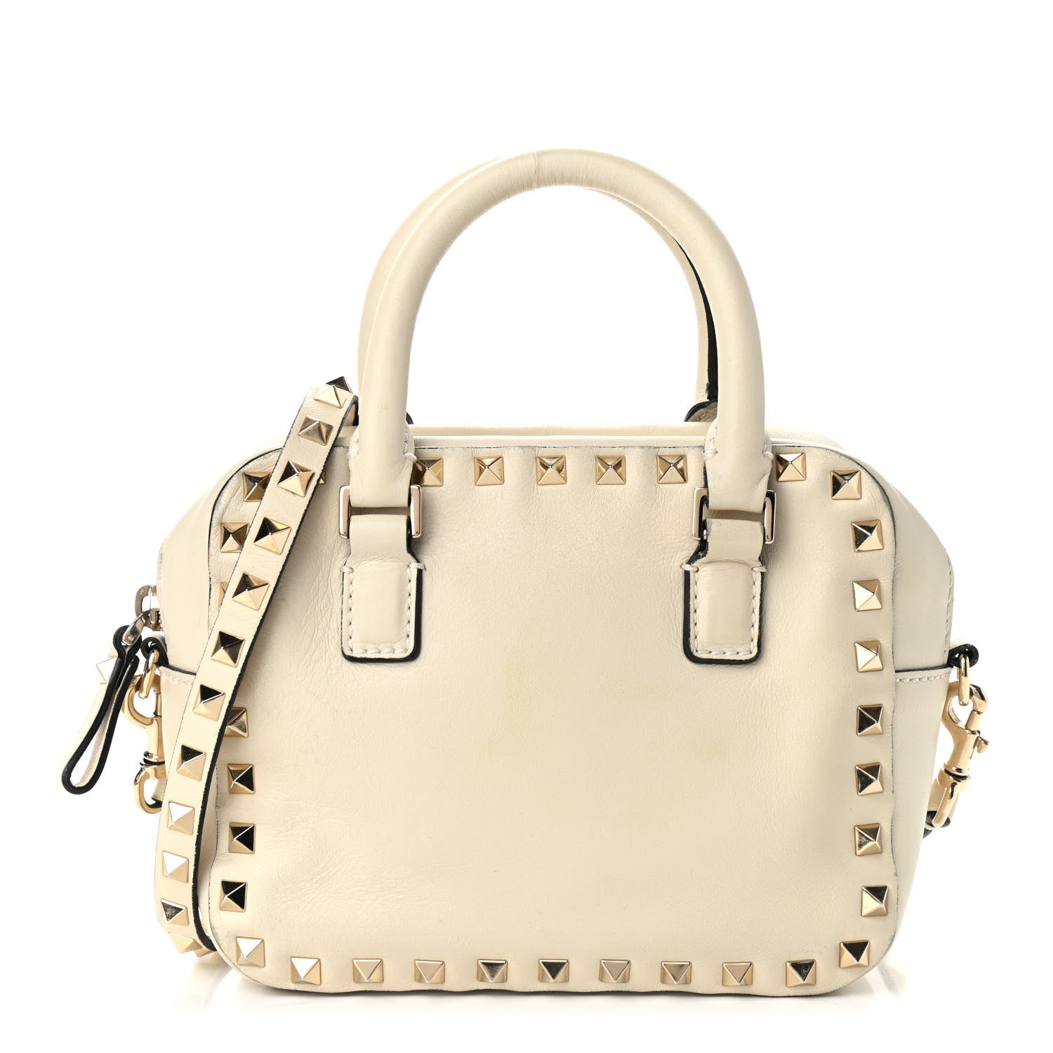Valentino Garavani Calfskin Rockstud Top Handle Camera Crossbody Bag Ivory 1 of 12
