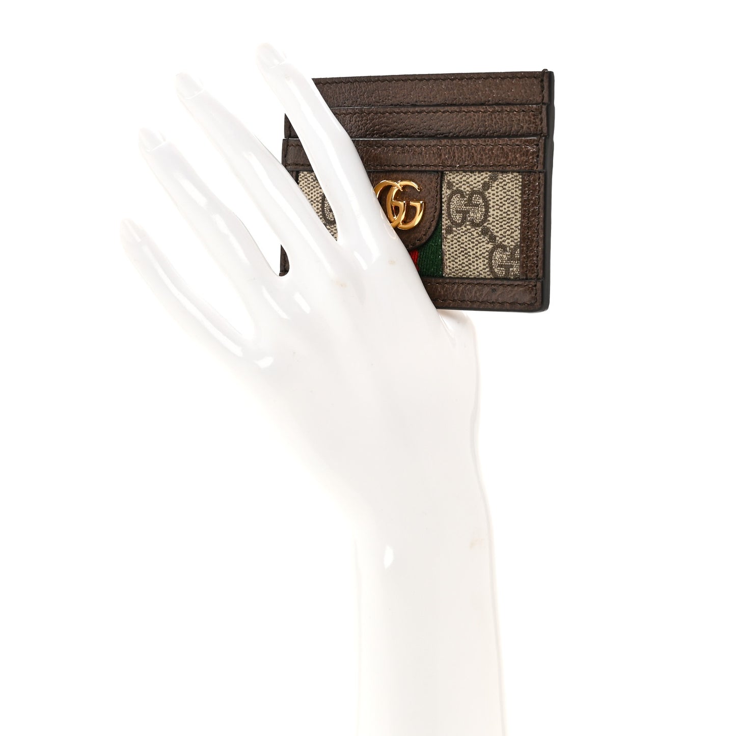 GG Supreme Monogram Ophidia Card Holder Brown