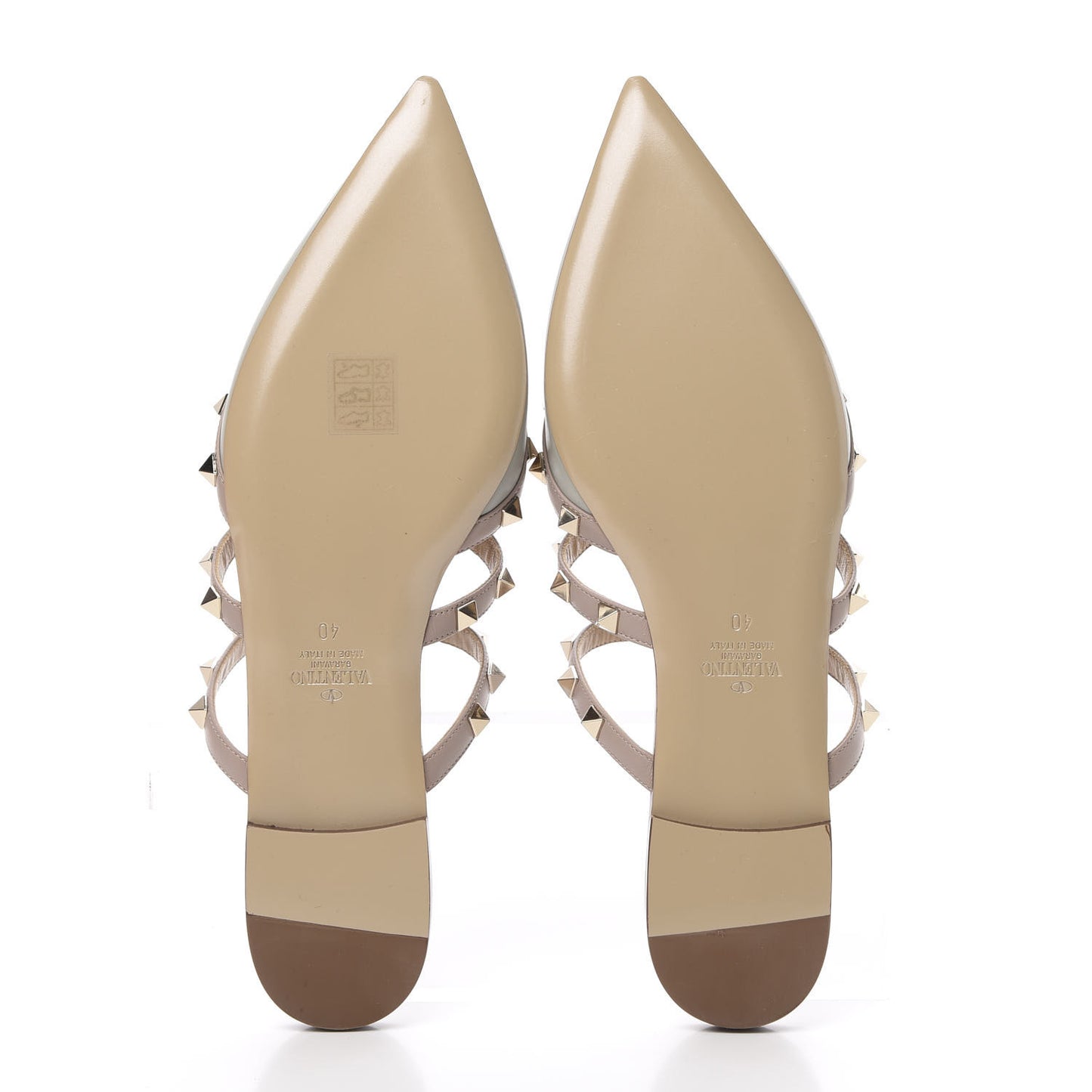 Nappa Rockstud Flat Cage Mules 40 Opal Grey Poudre