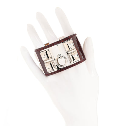 Hermes Shiny Alligator Collier De Chien CDC Bracelet S Bourgogne 2 of 6