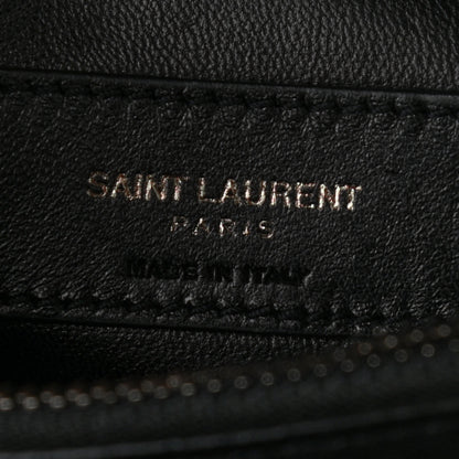 Saint Laurent Sheepskin Matelasse Chevron Monogram Medium College Bag Black 8 of 11