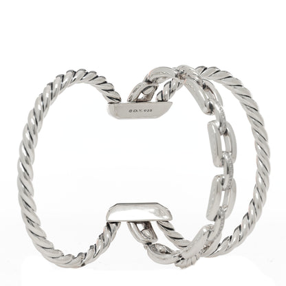 David Yurman Sterling Silver Diamond Wellesley Link Three-Row Cuff Bracelet 3 of 4