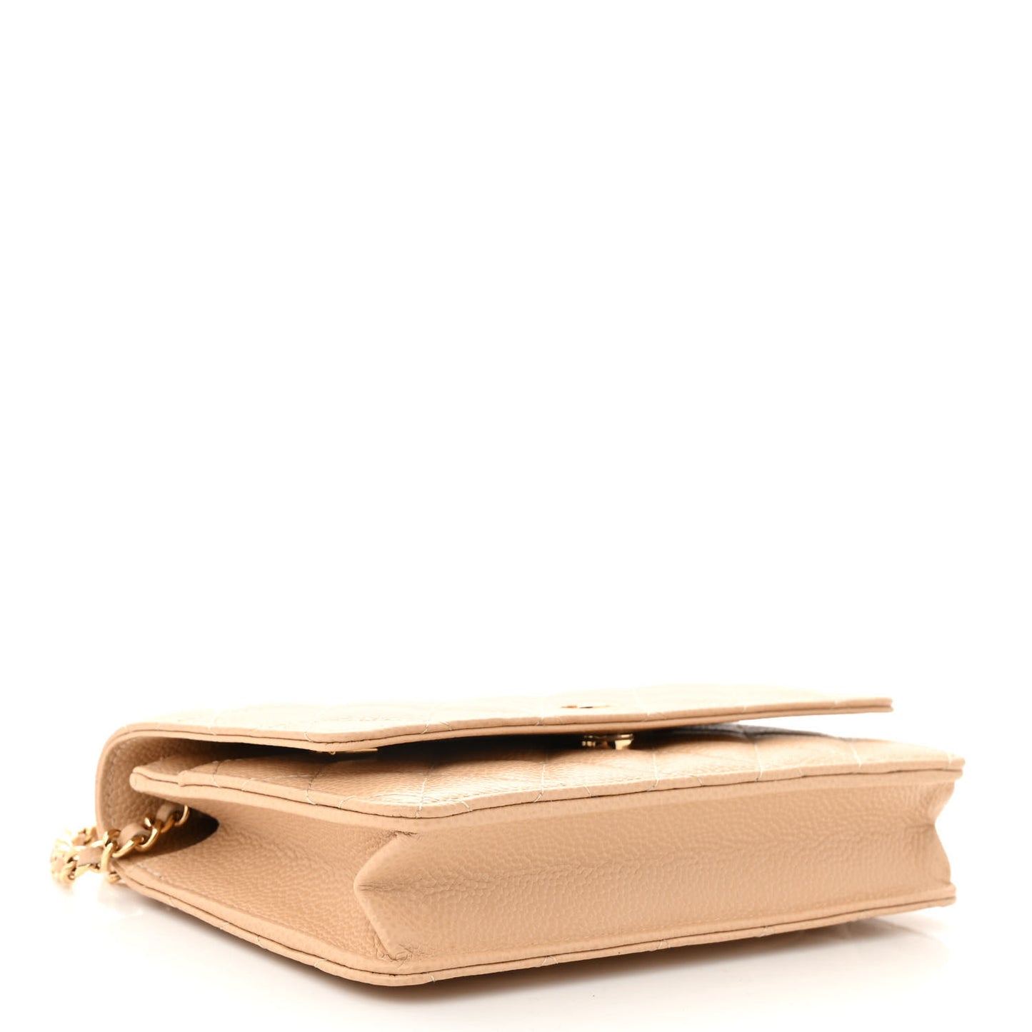 Caviar Quilted Wallet on Chain WOC Beige
