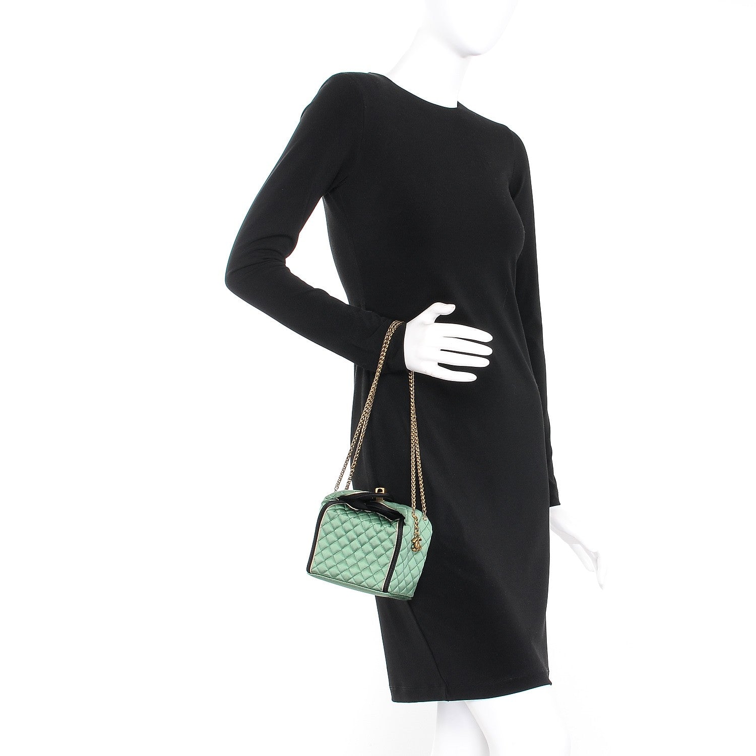 Chanel Satin Paris Shanghai Take Away Evening Bag Green 2 of 8