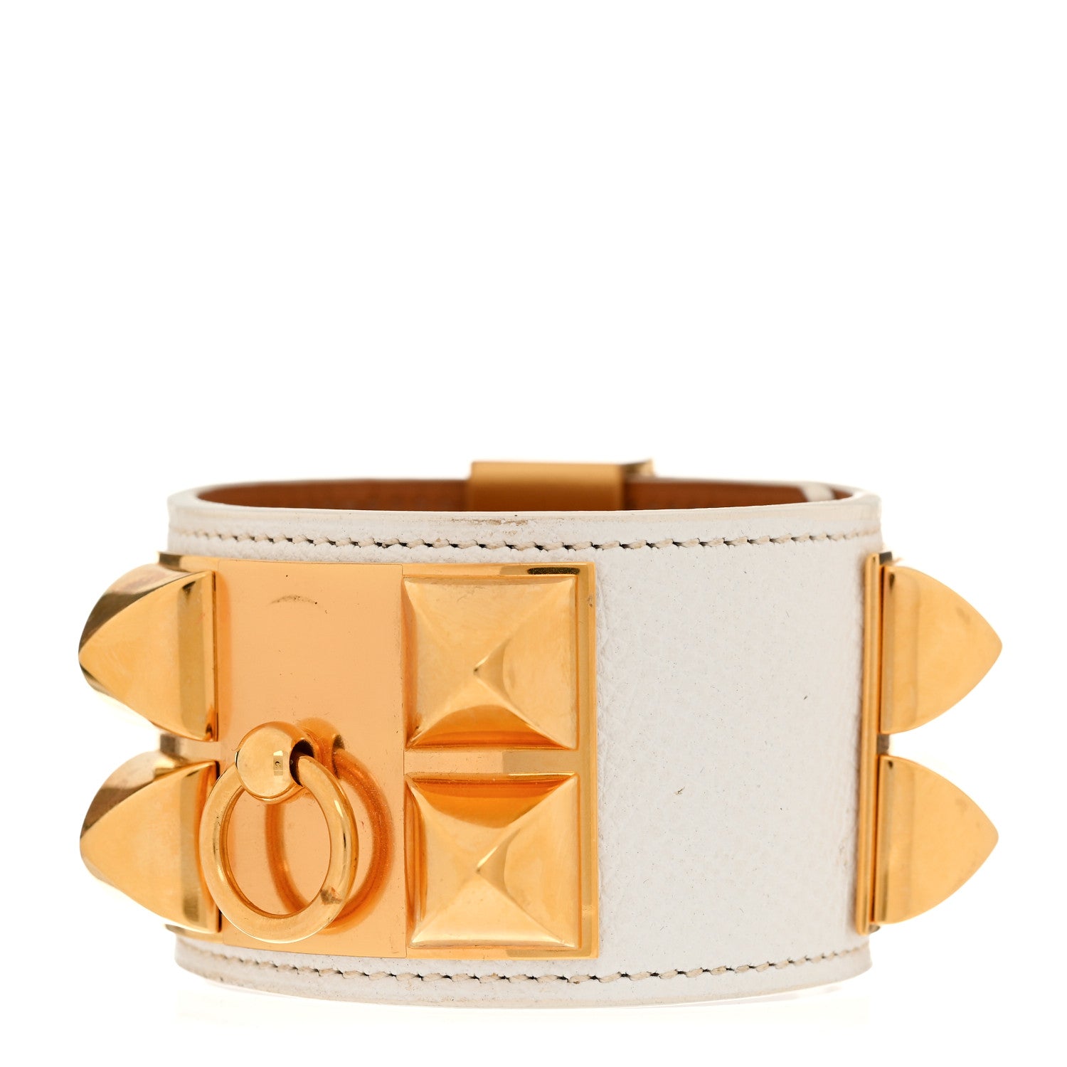 Hermes Epsom Collier De Chien CDC Bracelet S White 1 of 7