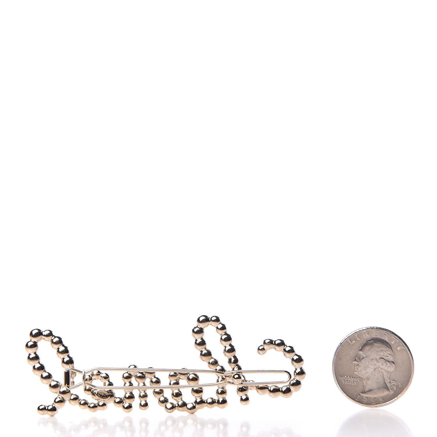 Chanel Metal Glass Swirling Pearls Hair Clip Gold 2 of 5