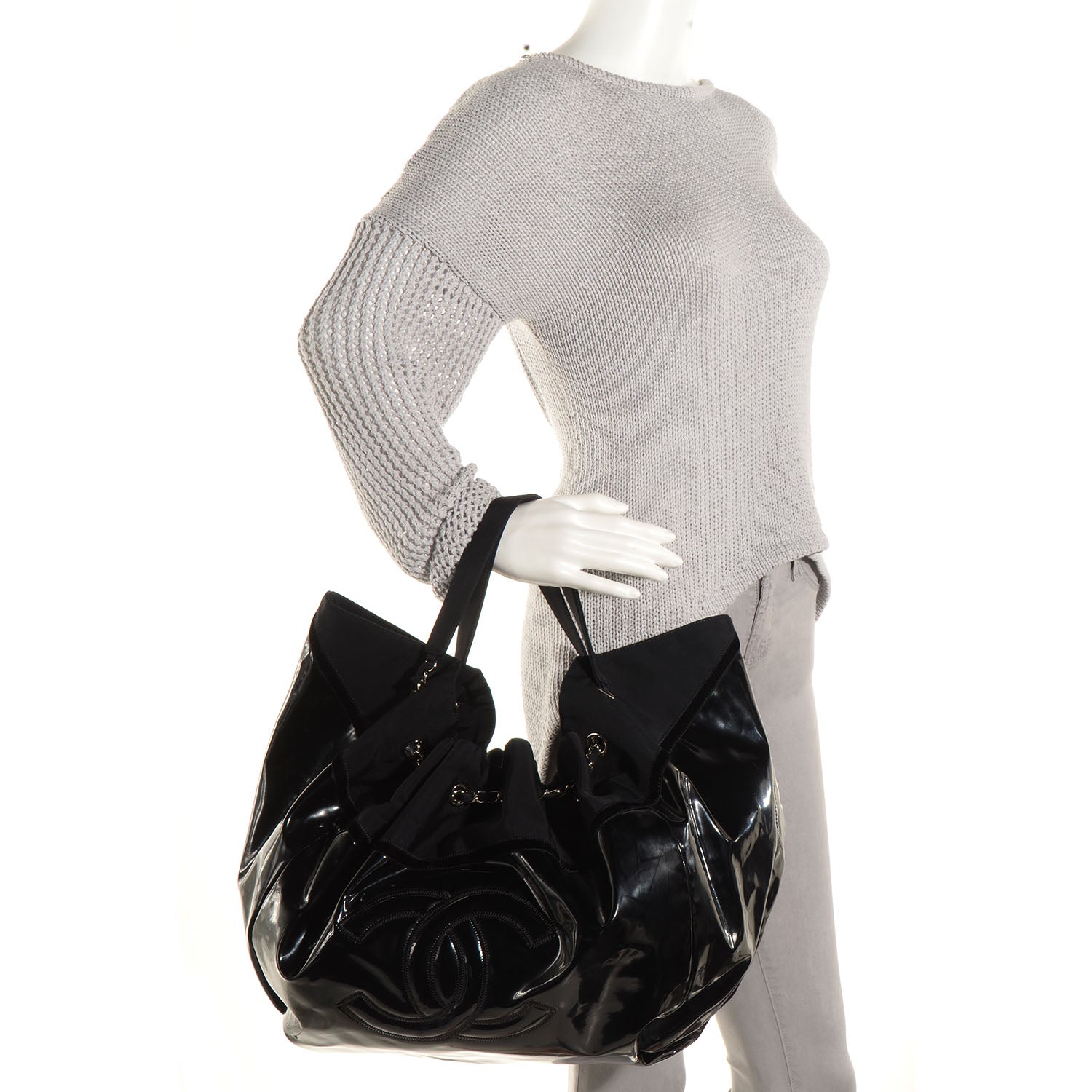 Chanel Vinyl Stretch Spirit Large Cabas Tote Black 2 of 7